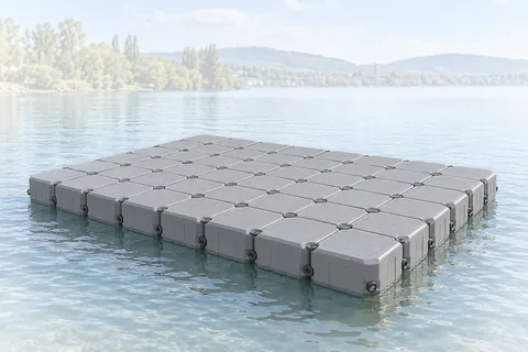 Cubes flottants autour des embarcations