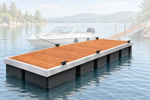 Pontons sur un plan d’eau